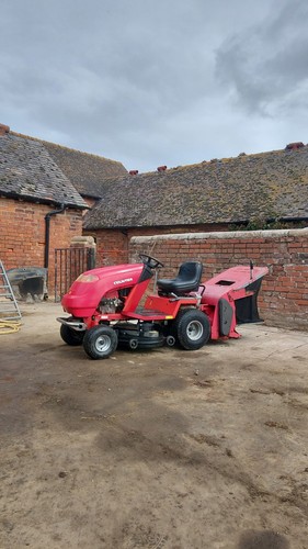 Ride mower and sweeper - on,